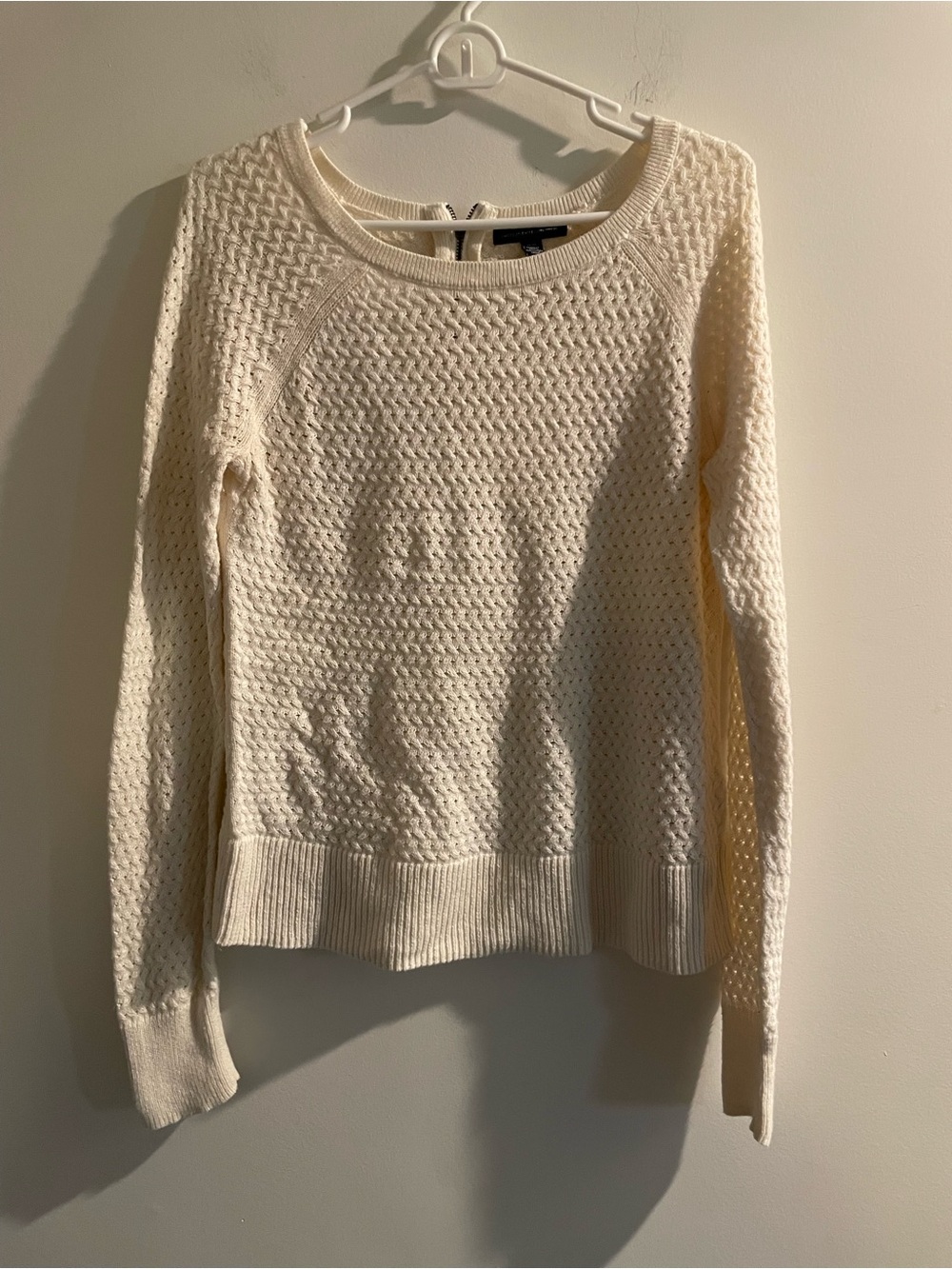American Eagle Ivory lattice-knit sweater M
